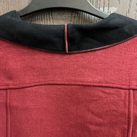 Harve Benard Benard Holtzman Double Face Wool Blend Coat Deep Red Black 14 Open - Picture 8 of 10